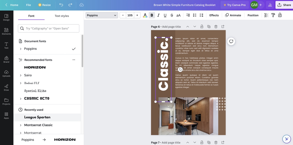 How to Design & Print Custom Booklets Using Canva 4 Changing fonts for headings in Canva booklet template
