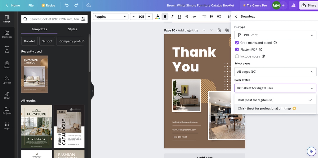 How to Design & Print Custom Booklets Using Canva 5 Download settings for Canva booklet template