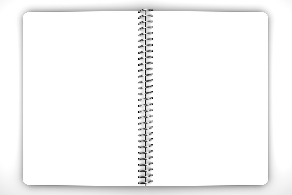 Coil booklet laying open flat