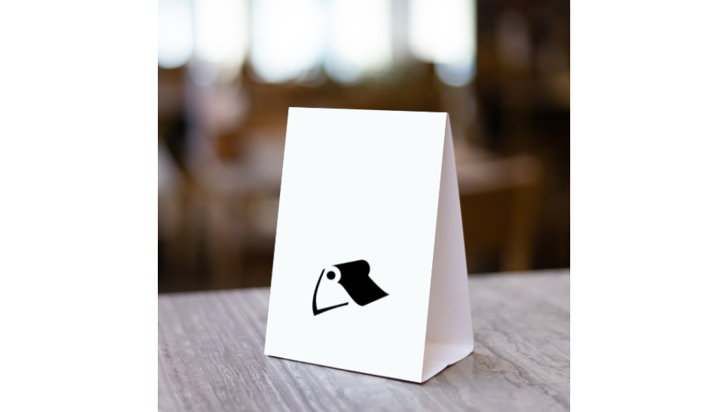 How to Design Counter Cards & Tent Cards in Canva 2 Tent card example from Little Rock Printing in Calgary