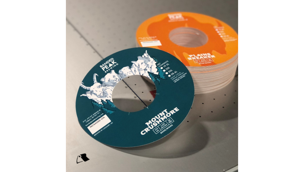The Essential Print Materials for Bars & Restaurants: Drink Coasters, Counter Cards & Keg Collars 5 Banded Peak Brewing keg collars printed at Little Rock Printing