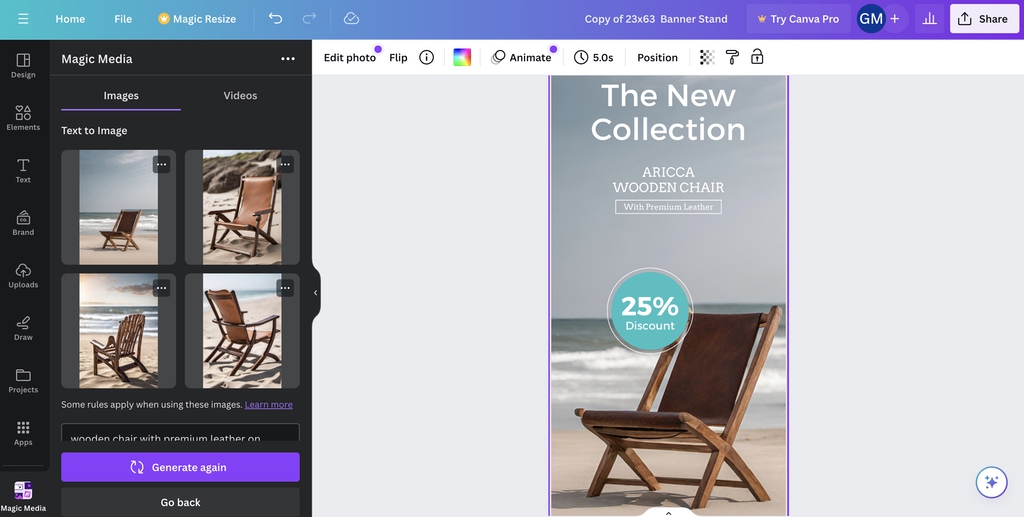 Adjusting Little Rock banner stand images in Canva