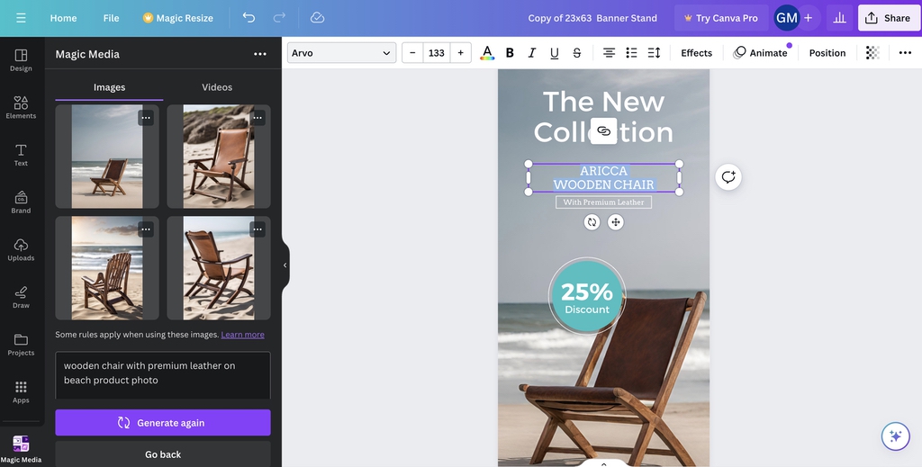 Adjusting Little Rock banner stand text in Canva