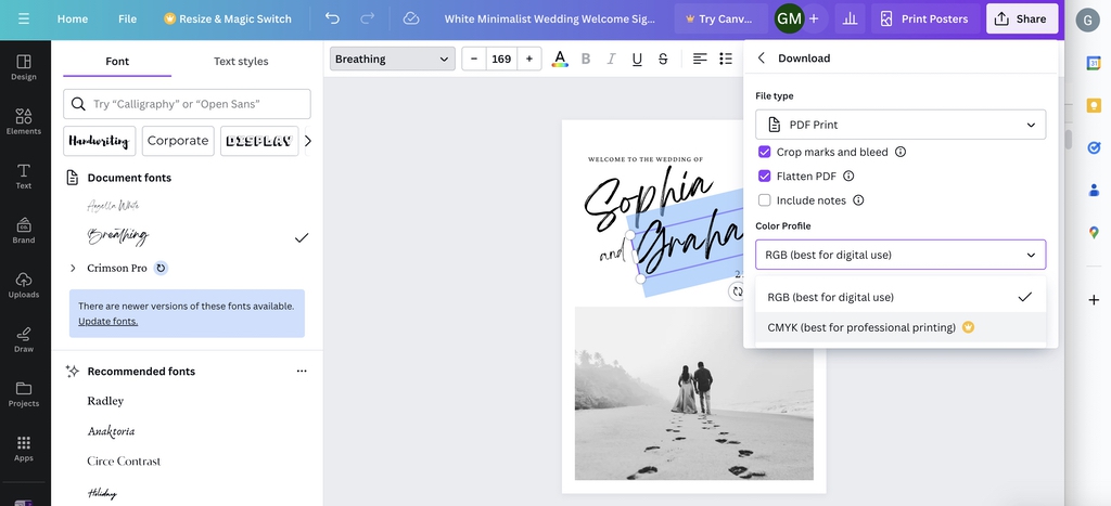 Downloading coroplast sign from Canva for printing by Little Rock
