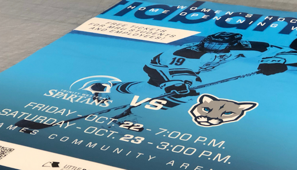 Custom poster for the women's hockey team at Trinity Western University printed by Little Rock Printing